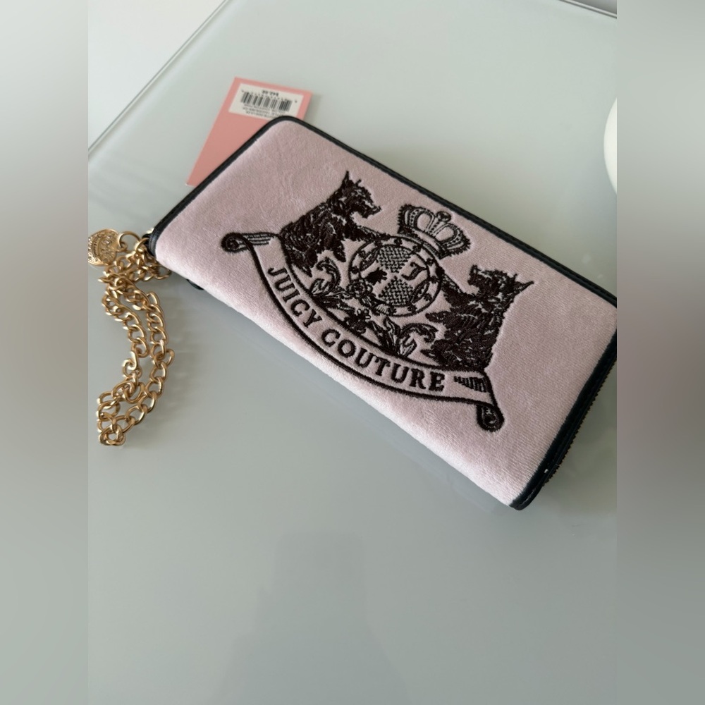 Juicy Couture Pink Scottie dog Wallet with Gold Chain